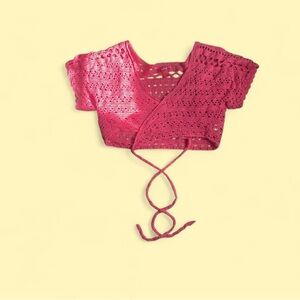 Pink Crochet Wrap Top